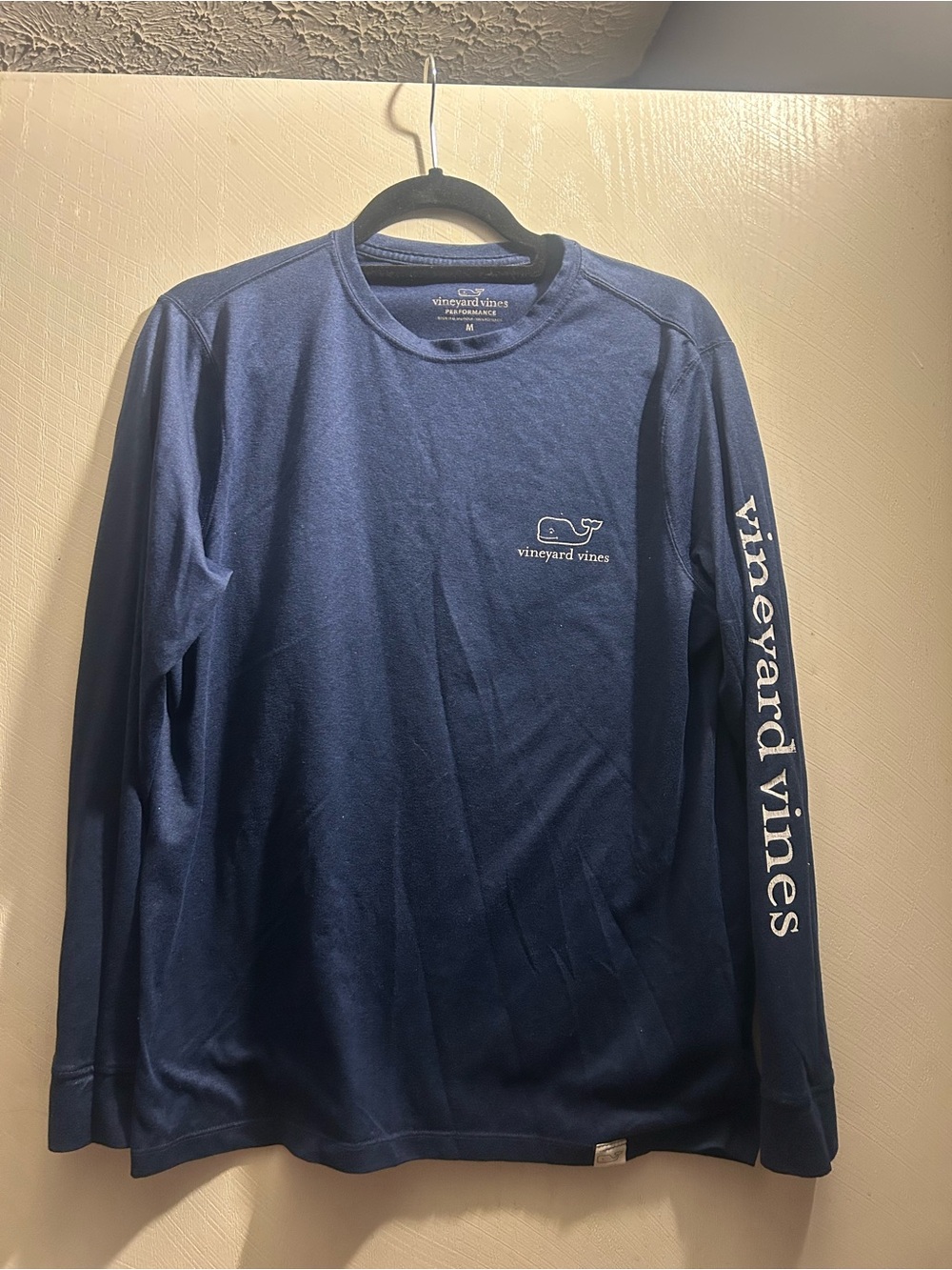 Vineyard Vines Navy Long-Sleeve Logo Tee with Sleeve Script
